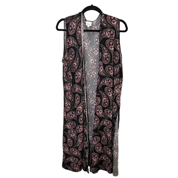 Lularoe Long Line Paisley Kimono Darker Colors XL - Picture 1 of 7